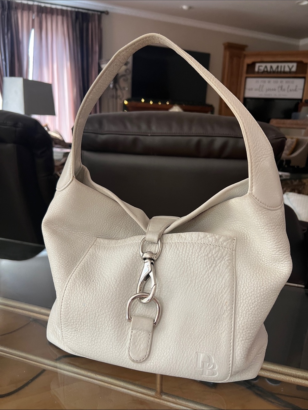 Dooney & Bourke Cream Leather Shoulder Hobo fair condition